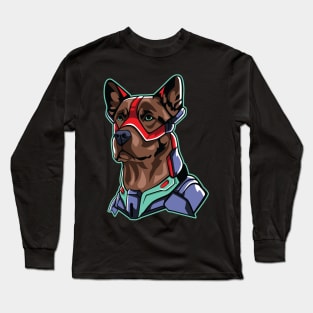 cyborg dog illustration Long Sleeve T-Shirt